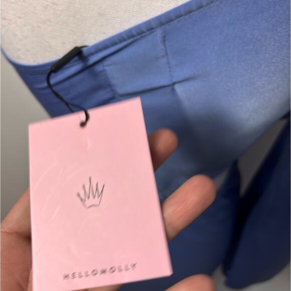 HELLO MOLLY CLASSY GIRL MIDI DRESS BLUE ONE SHOULDER CUT OUT SIZE SMALL NEW - Picture 5 of 9